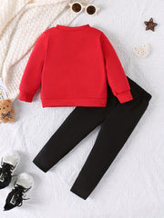 Girl's Cartoon Cat Print 2pcs Set Sweatshirt & Leggings