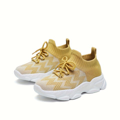 Boy's Comfy Breathable Sock Shoes Non Slip Lace Up Soft Sole Sneakers