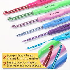 6pcs Ergonomic Crochet Hooks Set Lace Knitting Tool DIY Yarn Weave