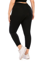 Solid Yoga Sports Leggings With Pocket Women's Plus Medium Stretch