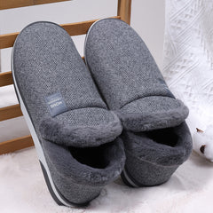 Men's Warm Fleece Round Toe Slippers Non-slip Home Shoes