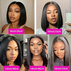 Glueless Straight Bob Wig Human Hair HD 4x4 Lace Closure Wigs