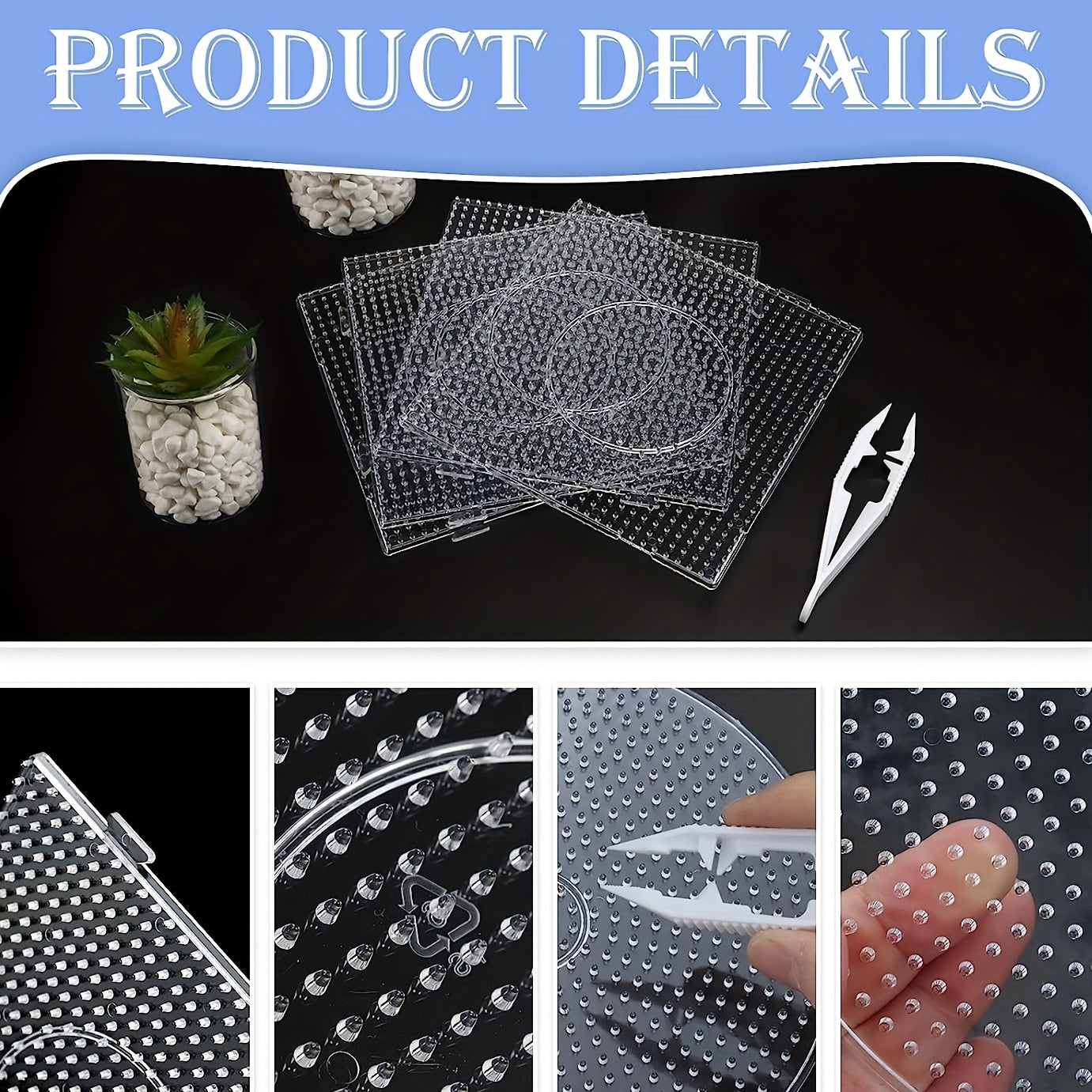 6Pcs 5mm Clear Plastic Fuse Boards Beads Pegboards DIY Jewelry Craft Supplies