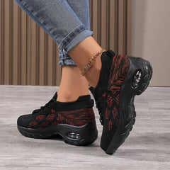 Women's Knit Socks Sneakers Lace Up Arch Support Running Shoes