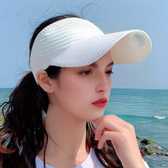 Pleated Knit Visor Hat for Women UV Protection Breathable Baseball Cap