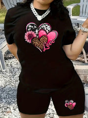 Graphic Print Tee & Biker Shorts Set