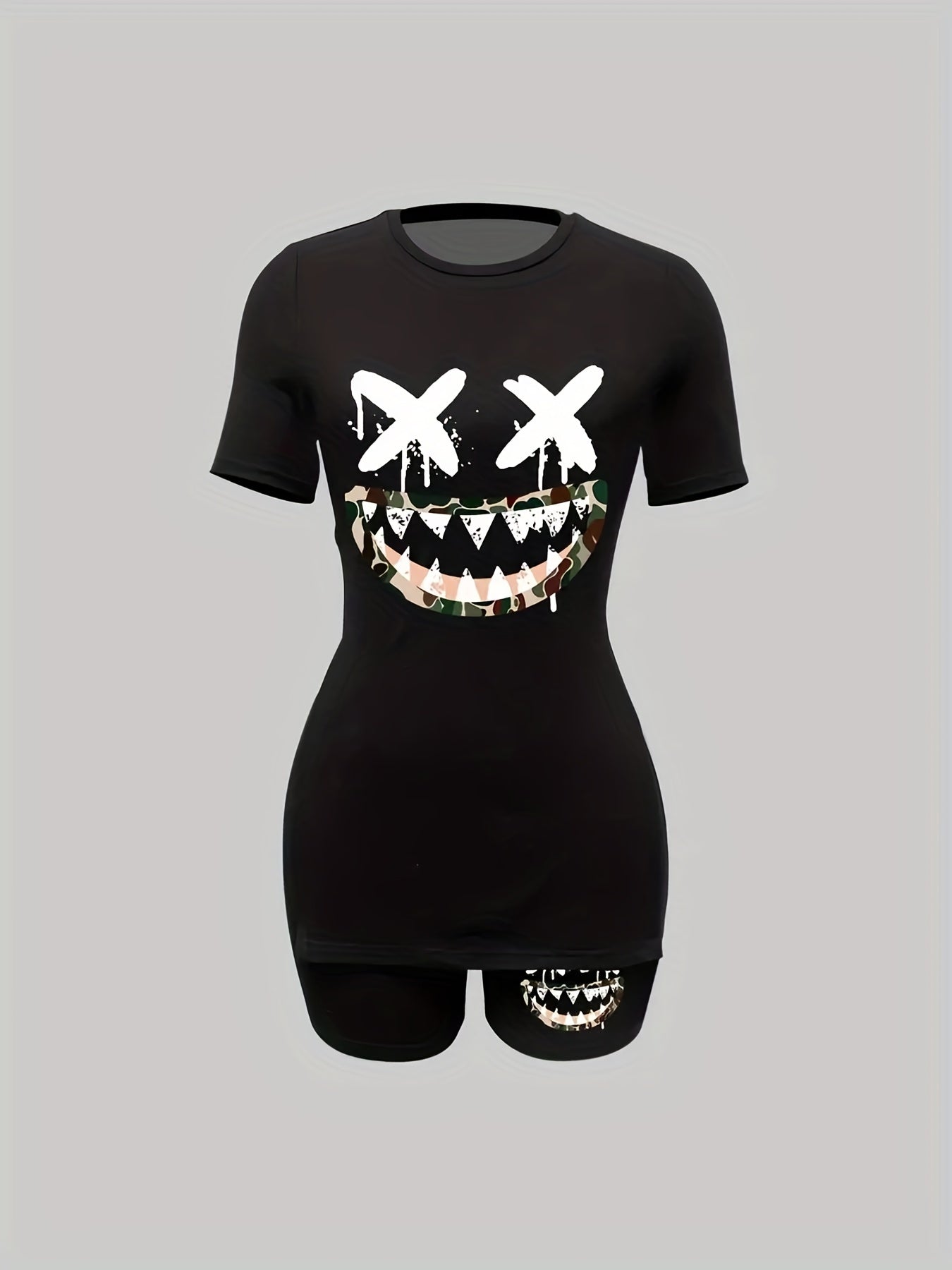 Graphic Print Top & Shorts Set