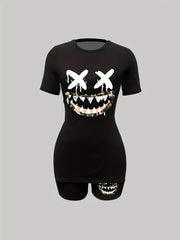 Graphic Print Top & Shorts Set