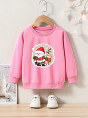 Merry Christmas Santa Print Girls Sweatshirt