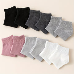 12 Pairs Solid Crew Socks Comfy & Soft All match Sports Socks Women's Stockings