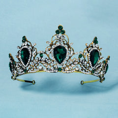 Rhinestone Crown Headband Purple Green Hairband