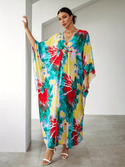 Boho Tie Dye Batwing Beach Cover Up