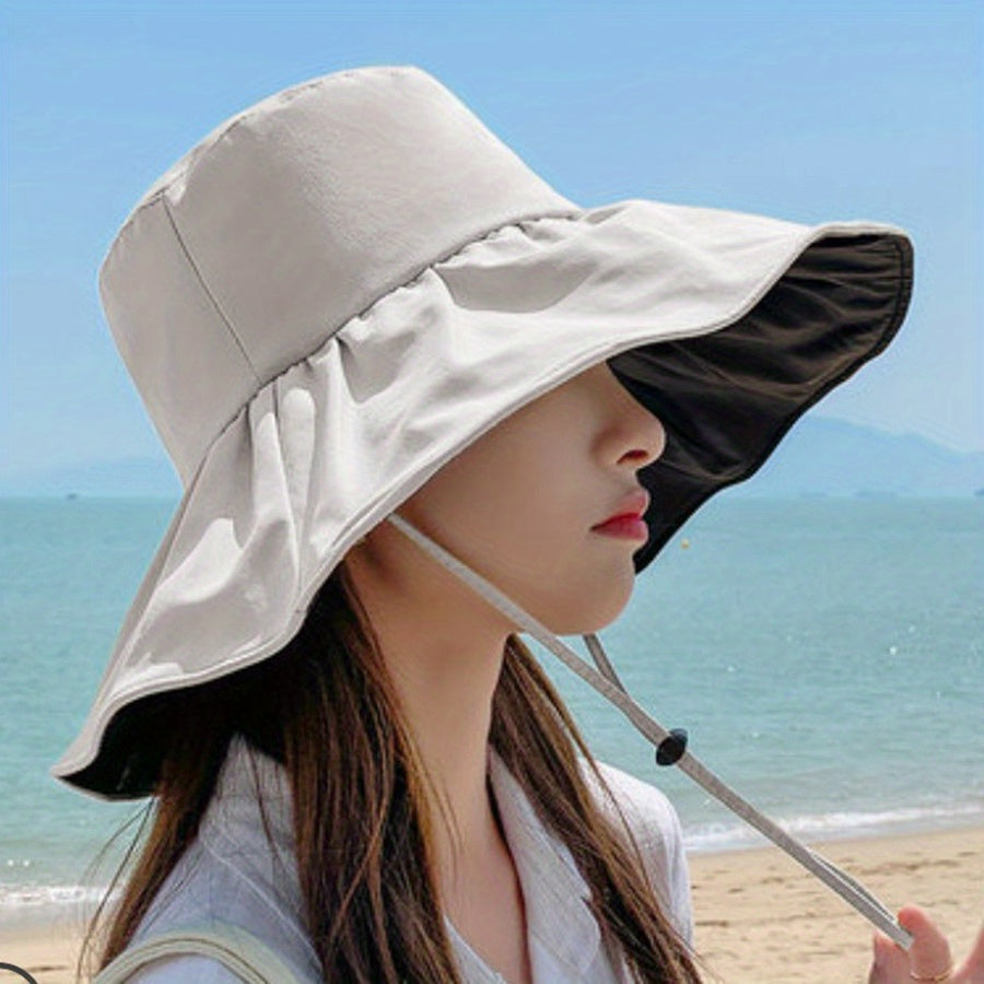 UPF50 Sunscreen Wide Brim Bucket Hat UV Protection