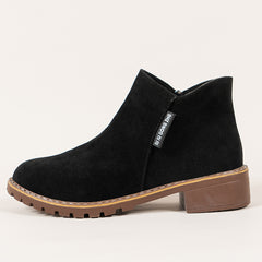 Women's Chunky Heel Ankle Boots Casual Non Slip Zipper Round Toe Short Boots