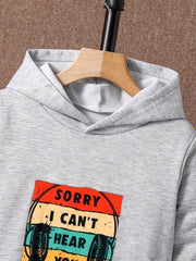 Boys Kids Casual Long Sleeve Hooded Sweatshirt & Sweatpants Set