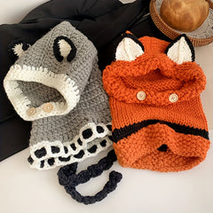 Child's Animal Fox Ear Protection Knitted Hat for Autumn and Winter