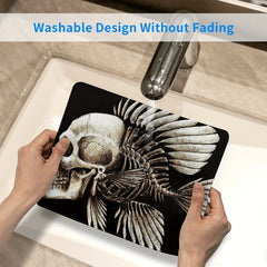 Skull Fish Pattern Mouse Pad 24x20cm for Games Home Office Non-slip Rubber
