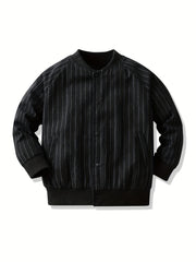 Boys Striped Zip Up Jacket Long Sleeve Non Stretch Kids Clothing