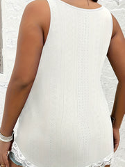 Embroidered Lace Trim Tank Top