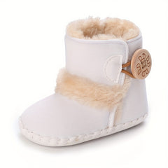 Baby Girls Toddler Boots With Botton Soft Sole Fleece Walking Shoes