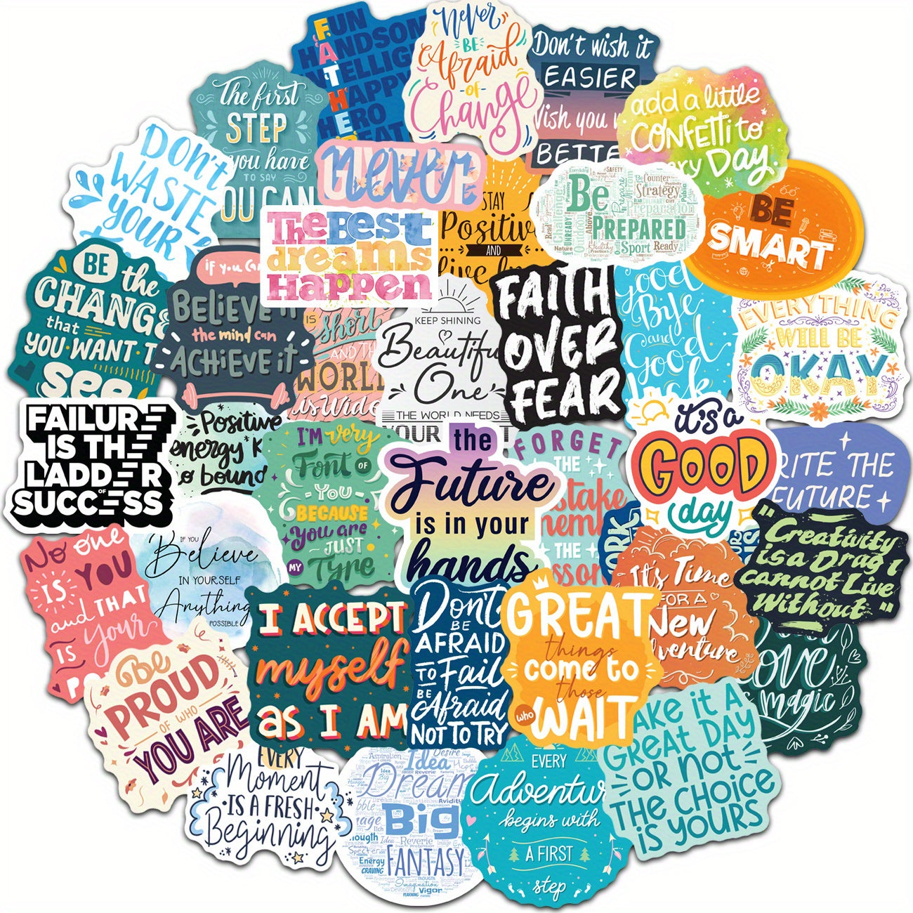 50pcs Inspirational Words Stickers Motivational Quote - Vinyl Sticker
