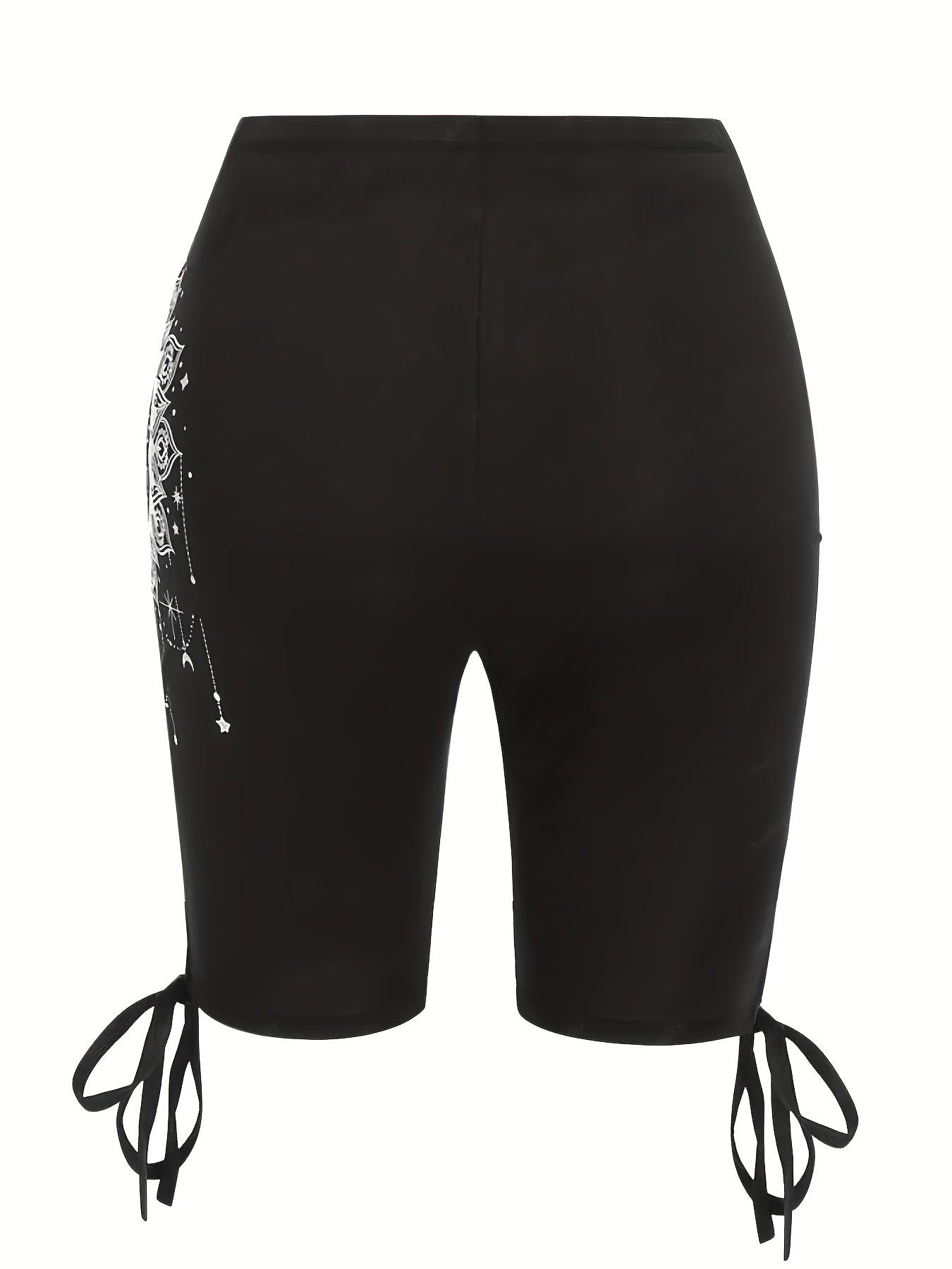 Graphic Print High Waist Leggings Casual Drawstring Leggings