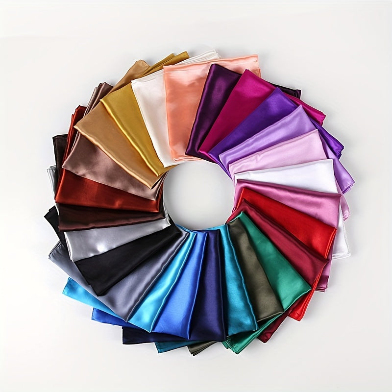 Solid Satin Hijab Large Square Scarf Turban Women Silk Bandana
