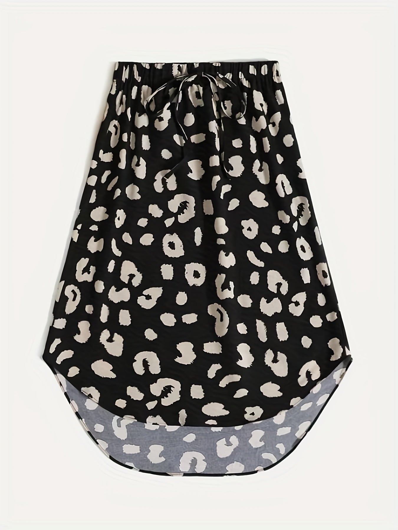 Leopard Print Drawstring Skirt Women's Casual Skirt