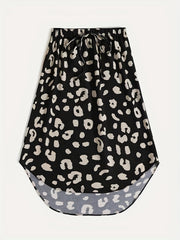 Leopard Print Drawstring Skirt Women's Casual Skirt
