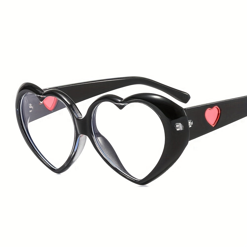 Heart Clear Lens Glasses For Men Women LOVE Theme Block Frame