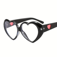 Heart Clear Lens Glasses For Men Women LOVE Theme Block Frame