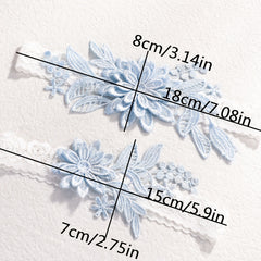 2pcs Lace Floral Stretch Leg Garter Set Bridal Accessories
