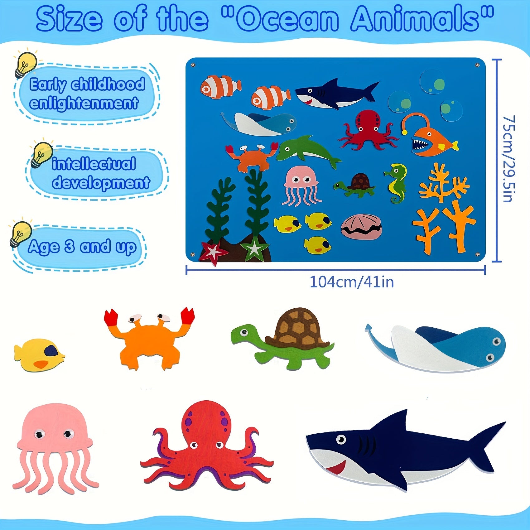 Ocean Felt Board Story Set for Toddlers - Under The Sea Flannel Stories Toy