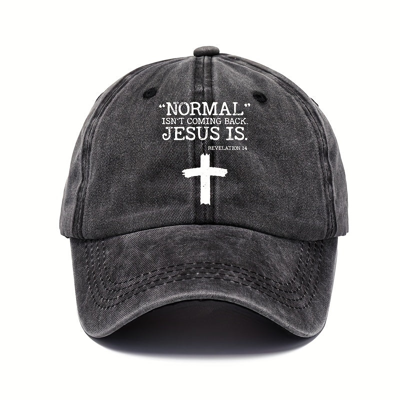 Cross Print Vintage Baseball Cap Sunscreen Sports Hat Washed Distressed Dad Hat
