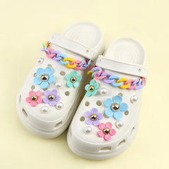 Colorful Flower Faux Pearls Shoe's Accessory Ornaments Set