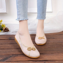 Women's Chinese Style Flat Shoes Soft Sole Slip On Walking Flats