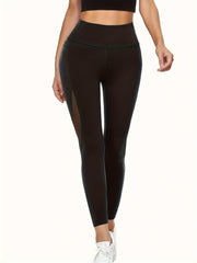Breathable Mesh Side Pockets Yoga Leggings High Elastic Sports Fitness Pants