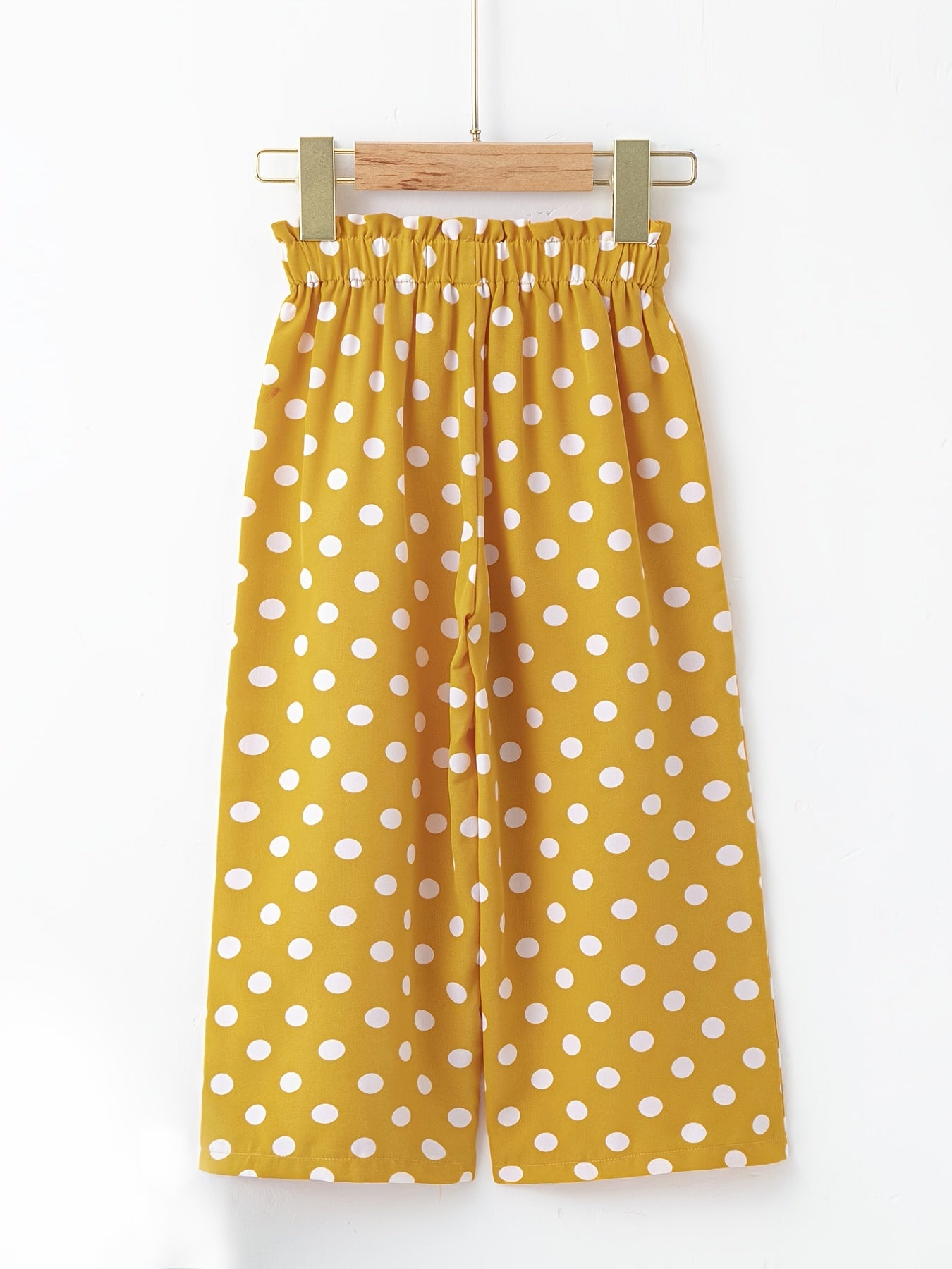 Girls High Elastic Polka Dot Wide Leg Trousers