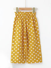 Girls High Elastic Polka Dot Wide Leg Trousers