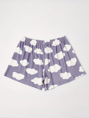 Cloud Print Flannel Loungewear Shorts