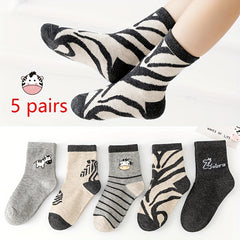 5 Pairs Animal Pattern Socks Soft Autumn Winter Comfortable Sports Socks