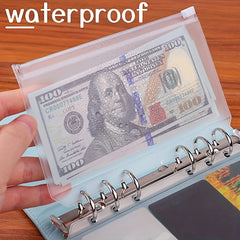 25pcs A5 Binder Zipper Pocket 6 Holes Cash Envelope Transparent Folder