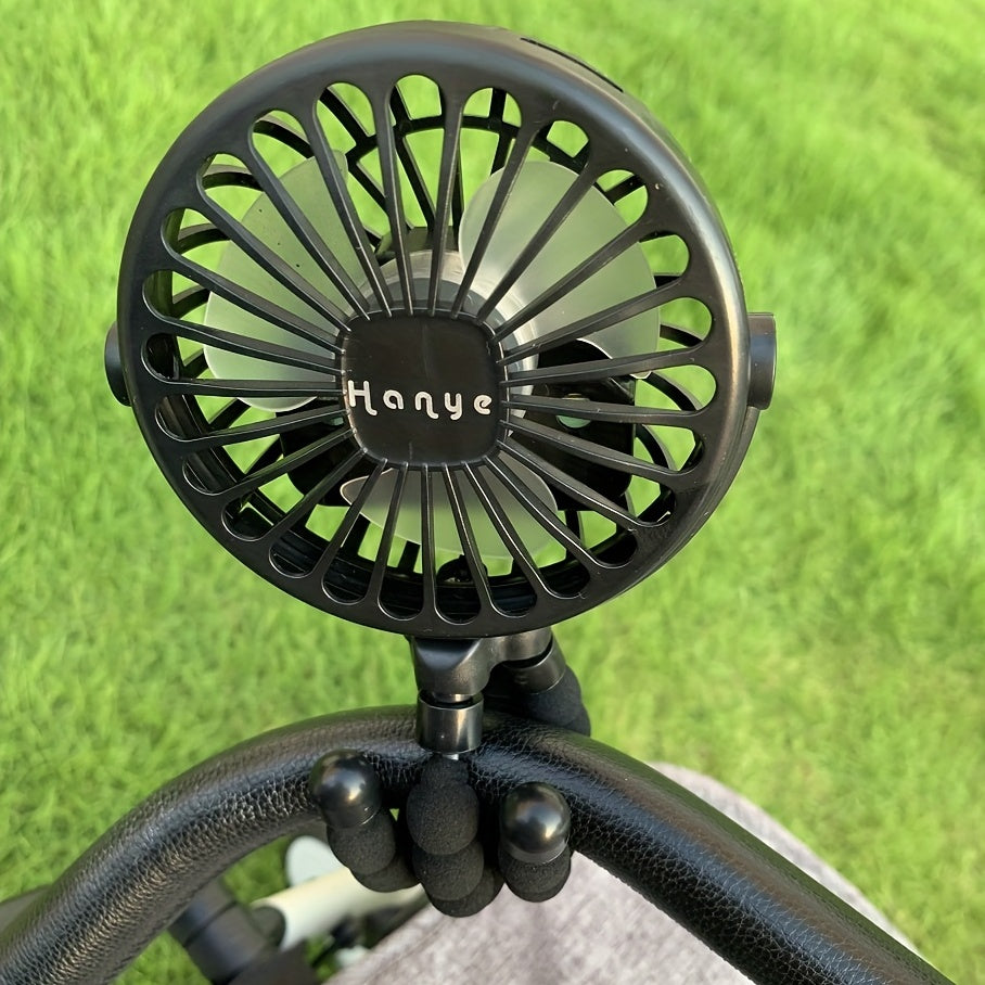 USB Rechargeable Portable Fan Octopus Mini Luminous Fan Stand Wind 3 Speeds