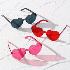 Heart Sunglasses Minimalist Clear Frame Glasses Photo Prop Eyewear