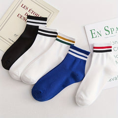 5 Pairs Striped Sports Socks Breathable Short Socks Women's Stockings