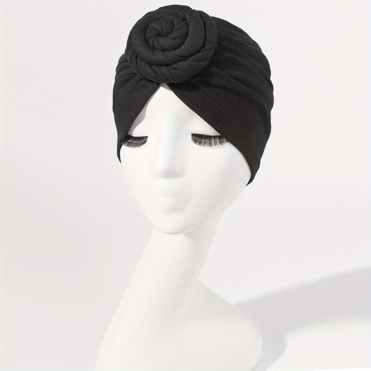 Braided Twist Pleated Turban Cap Solid Head Wrap Elastic Head Scarf