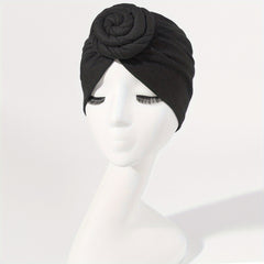 Braided Twist Pleated Turban Cap Solid Head Wrap Elastic Head Scarf