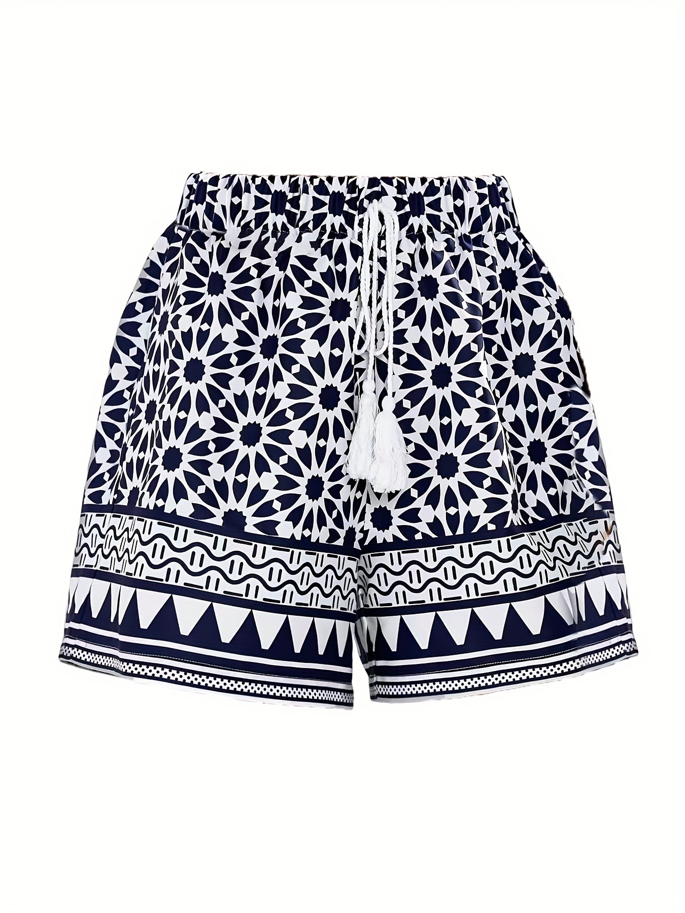 Floral Print Drawstring Shorts Summer Casual Tie Front Loose Shorts