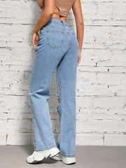 Street Style Distressed Jeans Ripped Holes Slash Pockets