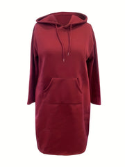 Hooded Sweatshirt Dress With Pockets